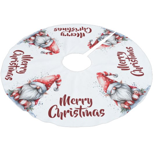 Jupon De Sapin En Polyester Brossé Père Noël Gnome (Angle)