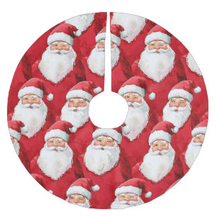 Jupon De Sapin En Polyester Brossé Père Noël joyeux blanc rouge or  