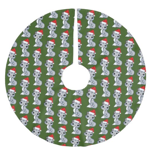 Jupon De Sapin En Polyester Brossé Père Noël Kitten (Devant)