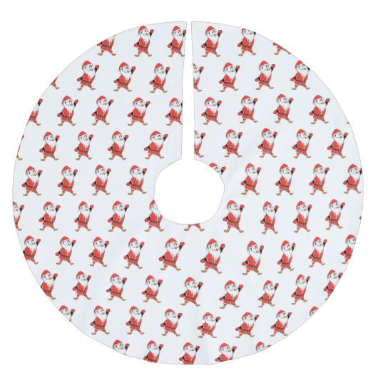 Jupon De Sapin En Polyester Brossé Père Noël Penguin Prêt pour Noël (Devant)