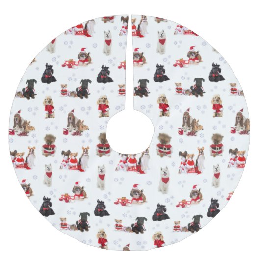 JUPON DE SAPIN EN POLYESTER BROSSÉ PÈRE NOËL PUPS (Devant)