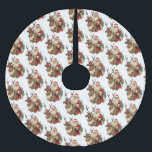 Jupon De Sapin En Polyester Brossé Père Noël rétro à cheval un Motif renne<br><div class="desc">Jupe d'arbre avec une illustration de Noël amusante. Le Père Noël dans son costume rouge traditionnel chevauchant un grand renne en berger décoré de saint. Un sapin de Noël à l'arrière.</div>