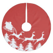 Jupon De Sapin En Polyester Brossé Père Noël Sleigh & Reindeer (Devant)