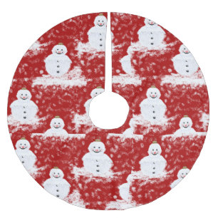 Jupon De Sapin En Polyester Brossé Père Noël souriant rouge blanc Noël vacances