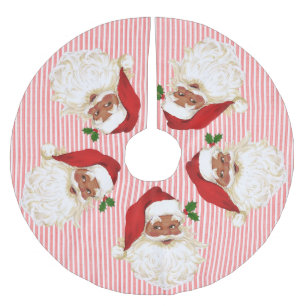 Jupon De Sapin En Polyester Brossé Père Noël vintage en polyester brossé rayé
