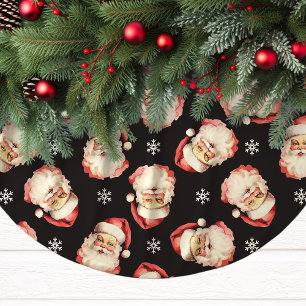 Jupon De Sapin En Polyester Brossé Père Noël vintage noir visage aquarelle