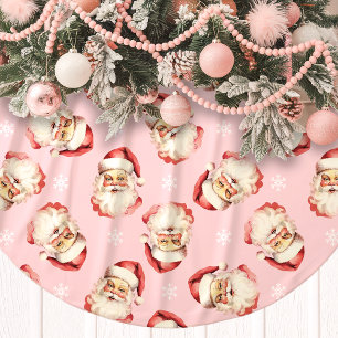 Jupon De Sapin En Polyester Brossé Père Noël Vintage Rose Aquarelle