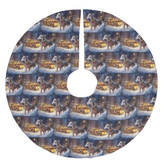 Jupon De Sapin En Polyester Brossé Période des Fêtes de Noël Greyhound (Devant)