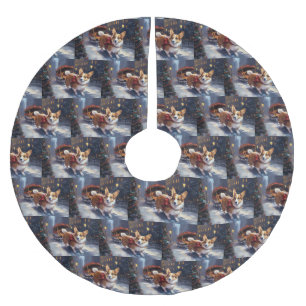 Jupon De Sapin En Polyester Brossé Période festive de Noël Corgi