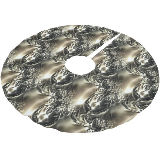 Jupon De Sapin En Polyester Brossé Perles dorées (Angle)