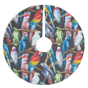 Jupon De Sapin En Polyester Brossé Perroquet : papier peint d'aquarelle tropicale.