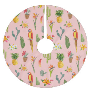 Jupon De Sapin En Polyester Brossé Perroquet tropical, Motif Vintage Cactus.