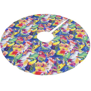 Jupon De Sapin En Polyester Brossé Perroquets d'aquarelle