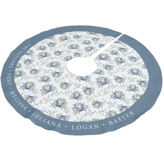 Jupon De Sapin En Polyester Brossé Personalized Coastal Crab Christmas Lights (Angle)