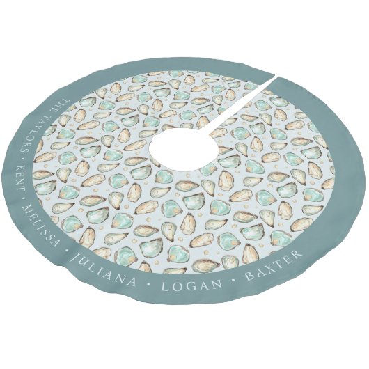Jupon De Sapin En Polyester Brossé Personalized Coastal Oyster Shell (Angle)