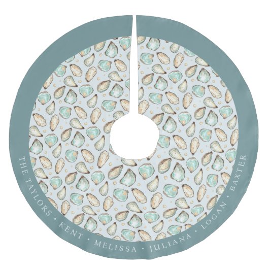 Jupon De Sapin En Polyester Brossé Personalized Coastal Oyster Shell (Devant)