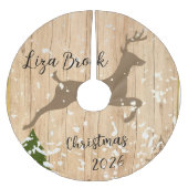 Jupon De Sapin En Polyester Brossé Personalized doe Christmas bauble wooden backgroun (Devant)