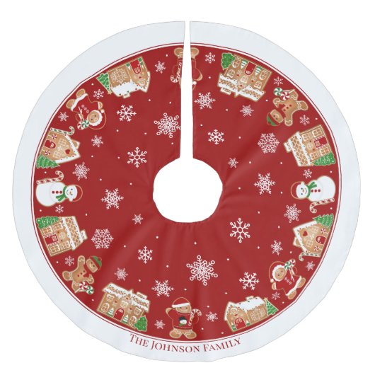 Jupon De Sapin En Polyester Brossé Personalized Gingerbread Village (Devant)