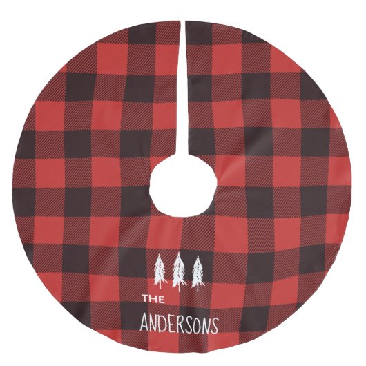 Jupon De Sapin En Polyester Brossé Personnalisation du Buffalo Plaid Rustic Country (Devant)