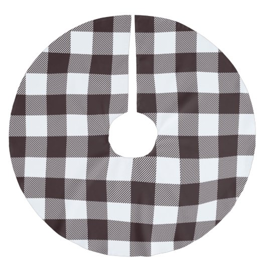 Jupon De Sapin En Polyester Brossé Personnalisé Noir & Blanc Plaid Rustic Country (Devant)