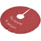 Jupon De Sapin En Polyester Brossé Personnaliser Rouge Blanc Joyeux Noël Joyeux Joyeu (Angle)