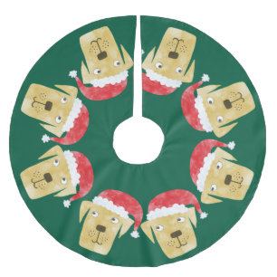 Jupon De Sapin En Polyester Brossé Petit Golden Labrador Retriever Dog in Santa Hat