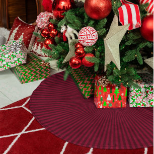 Jupon De Sapin En Polyester Brossé Petits rayons radiaux rouges bordeaux et cerise fo