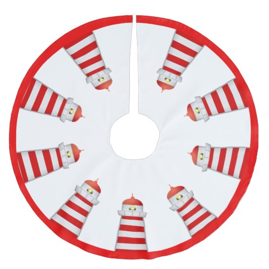 Jupon De Sapin En Polyester Brossé Phare rouge et blanc sur blanc (Devant)