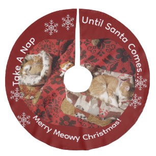 Jupon De Sapin En Polyester Brossé Photo de chat, Texte humoristique, Personnaliser ,