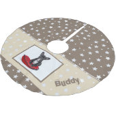 Jupon De Sapin En Polyester Brossé Photo de chien Étoile blanche Motif Noël (Angle)