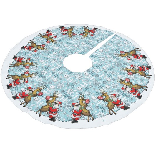 Jupon De Sapin En Polyester Brossé Pickleball Partners Père Noël & Reindeer Sleightin (Angle)