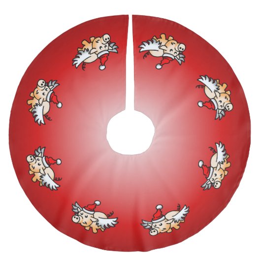 Jupon De Sapin En Polyester Brossé Pig de Noël volant (Devant)