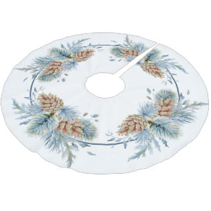 Jupon De Sapin En Polyester Brossé Pin et plantes vertes de fête d'hiver