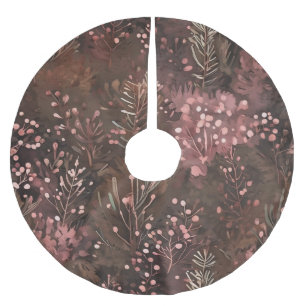 Jupon De Sapin En Polyester Brossé Pine de bois et baies roses douces Motif de vacanc