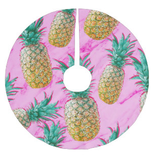 Jupon De Sapin En Polyester Brossé Pineapples tropicales et Pink Marble Colorful