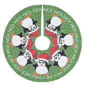 Jupon De Sapin En Polyester Brossé Pingouins de Noël Ho ! HO ! Ho ! (Devant)