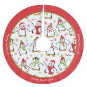 Jupon De Sapin En Polyester Brossé Pingouins rouges et verts (Devant)