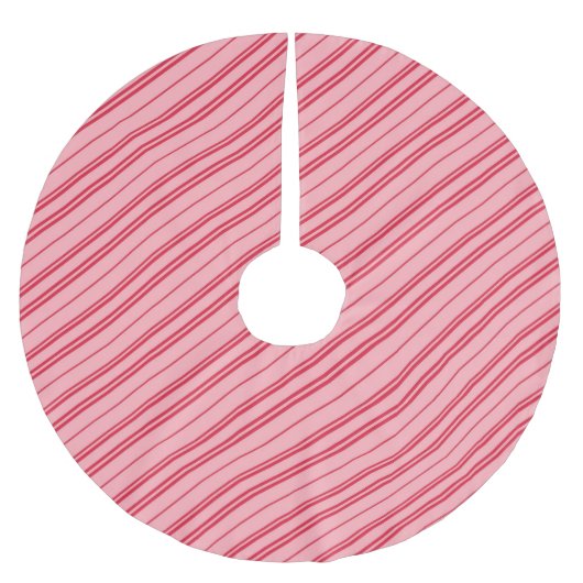 Jupon De Sapin En Polyester Brossé Pink and Red Christmas Candy Cane Stripes (Devant)