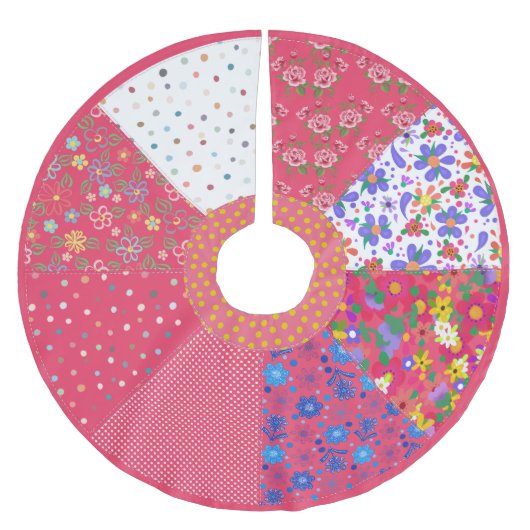 Jupon De Sapin En Polyester Brossé Pink Floral Calico Country Style chalet (Devant)