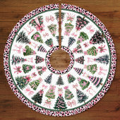Jupon De Sapin En Polyester Brossé Pink leopard coquette christmas trees custom