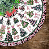 Jupon De Sapin En Polyester Brossé Pink leopard coquette christmas trees custom