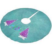 Jupon De Sapin En Polyester Brossé Pink Silver Shiny Trees Merry Christmas Colourful (Angle)