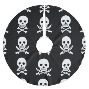 Jupon De Sapin En Polyester Brossé Pirate Skuls Crossbones Motif sans couture
