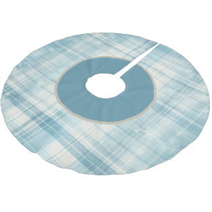 Jupon De Sapin En Polyester Brossé Plaid bleu