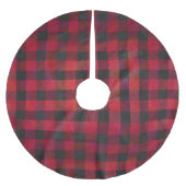Jupon De Sapin En Polyester Brossé Plaid Checkered rouge et noir (Devant)