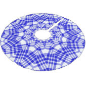 Jupon De Sapin En Polyester Brossé Plaid de Noël bleu et blanc (Angle)