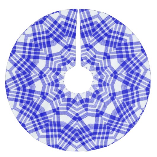 Jupon De Sapin En Polyester Brossé Plaid de Noël bleu et blanc (Devant)