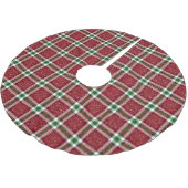 Jupon De Sapin En Polyester Brossé Plaid de Noël Rouge (Angle)