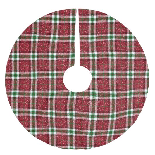 Jupon De Sapin En Polyester Brossé Plaid de Noël Rouge (Devant)