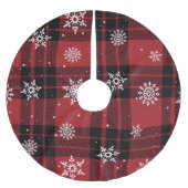 Jupon De Sapin En Polyester Brossé Plaid et Snowflakes (Devant)